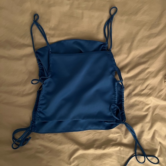 Dynamite Satin-y Summer Top Electric Blue XS - Picture 2 of 2